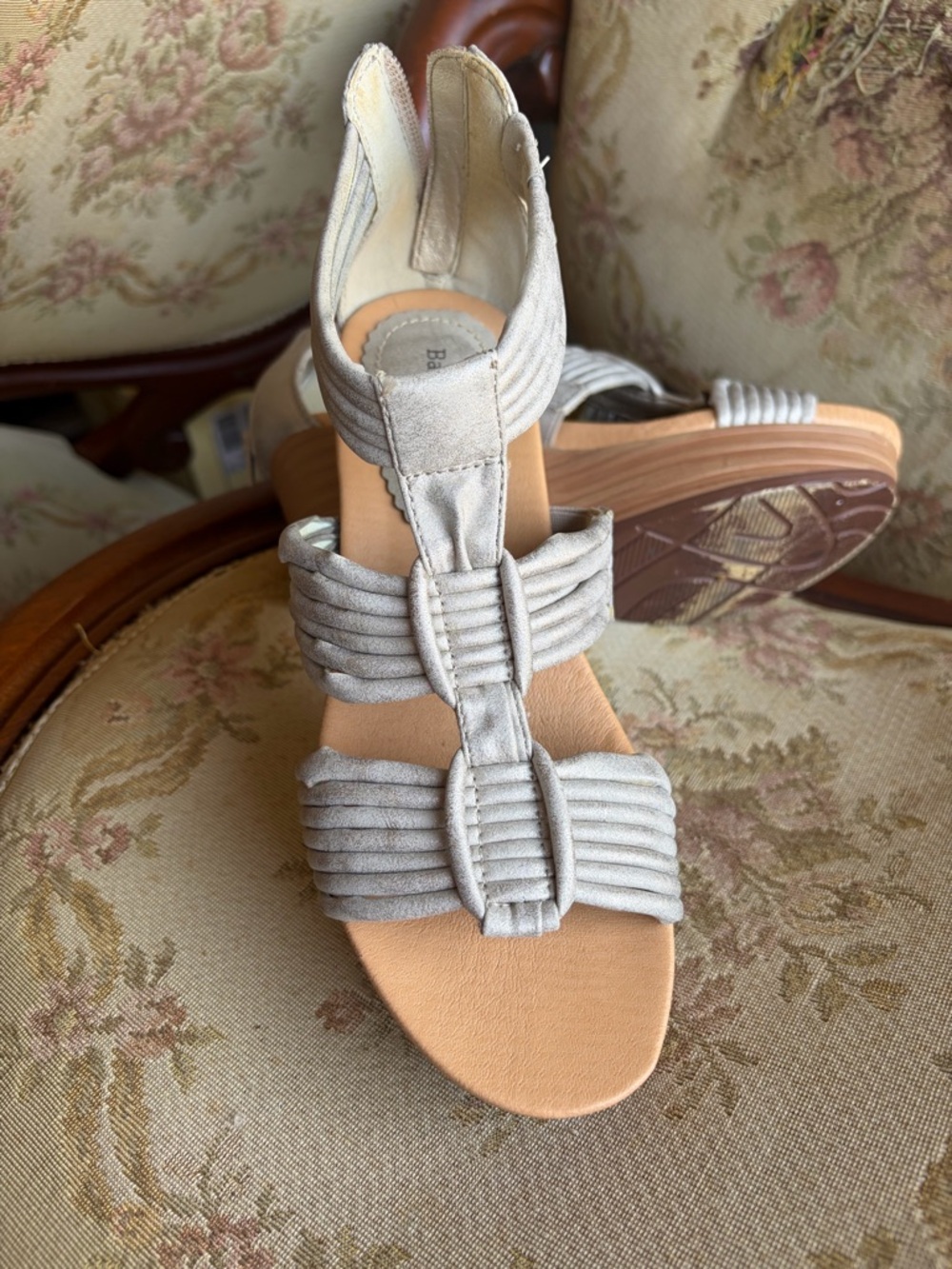 BareTraps Keisha silver Wedge sandals